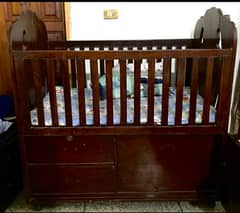 BABY BED, COAT, ALL WOODEN,  EXCELLENT CONDITION