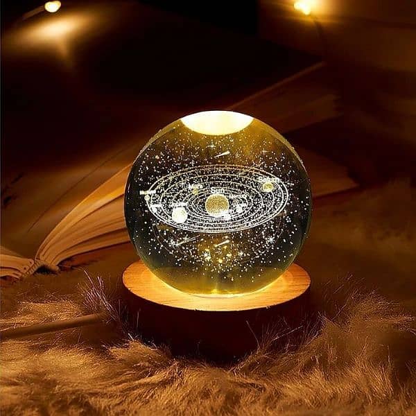 6cm LED Crystal Ball Table Lamp 3D  Planet Galaxy Decor Party Gifts 0