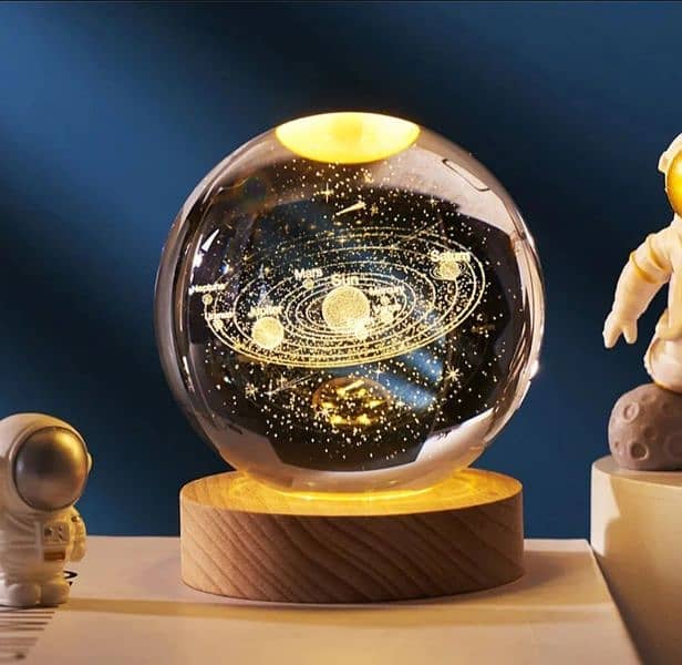 6cm LED Crystal Ball Table Lamp 3D  Planet Galaxy Decor Party Gifts 2