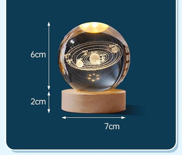 6cm LED Crystal Ball Table Lamp 3D  Planet Galaxy Decor Party Gifts 5