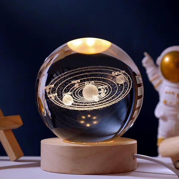 6cm LED Crystal Ball Table Lamp 3D  Planet Galaxy Decor Party Gifts 8