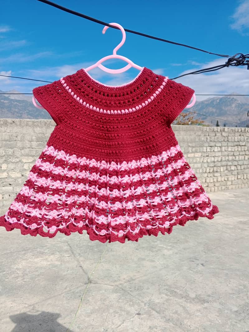 Crochet baby frock #crochetbabyfrock #handmadefrock #babywear #girlwea 3