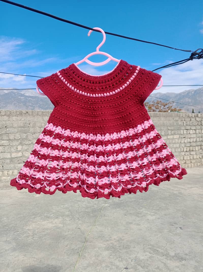 Crochet baby frock #crochetbabyfrock #handmadefrock #babywear #girlwea 4