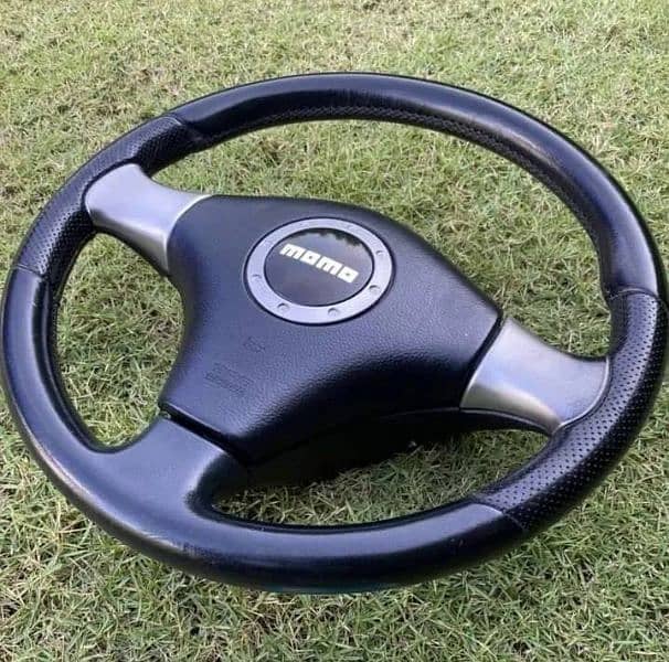 TOYOTA  MOMO STEERING WHEEL black gray leather genuine 0