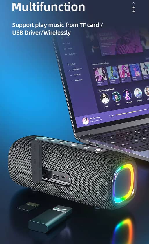 Rockmia EBS-608 20W 4000mAh Wireless Speaker Bluetooth 5.1 With RGB Li 12