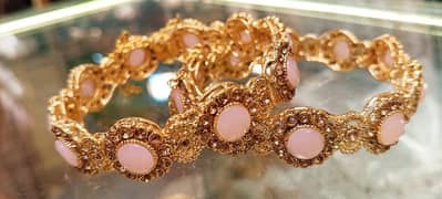 Golden  bangles karay bracelet pink red green golden