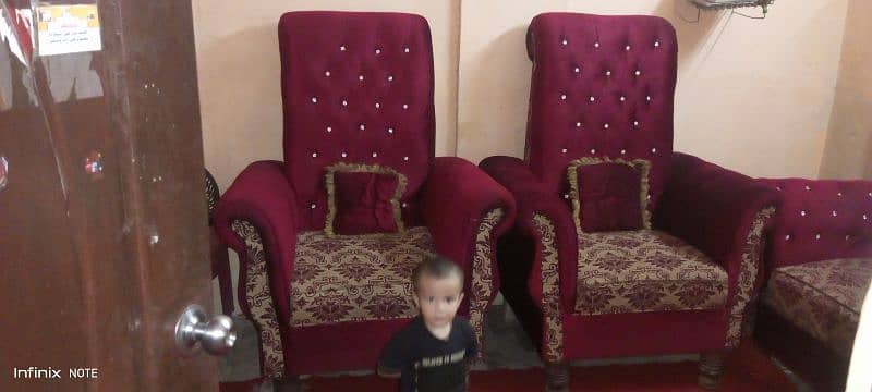 Red And Long Sofa Set 4