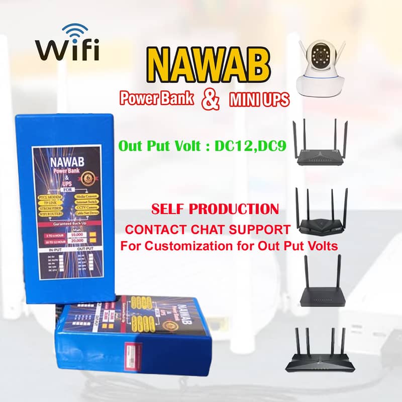 Nawab WiFi Router Power Bank & Mini UPS Technology 12v Volts 5