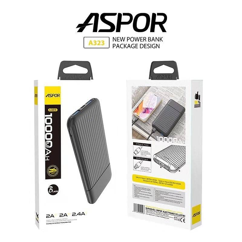 ASPOR A317 22.5W 30000MAH FAST CHARGING POWER BANK WITH 3 CABLES BLACK 7