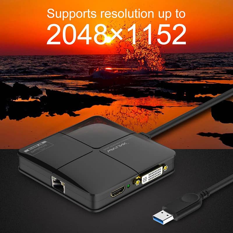 USB 3.0 Multi-Display with Gigabit Ethernet Adapter dual video ports 0