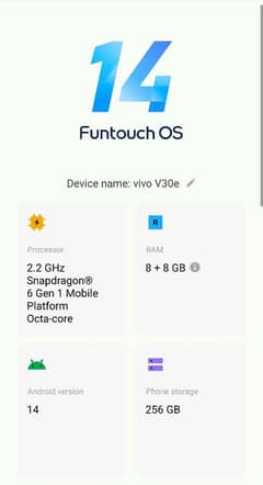 vivo v30e 8+8/256gb 10/10