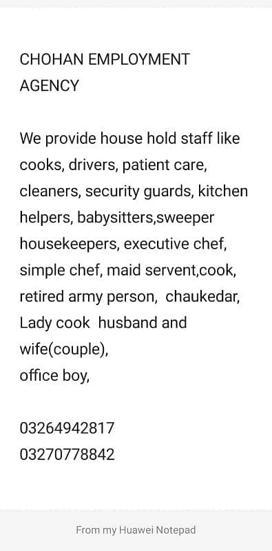 maid , babysitter, chef,patient care ,kitchen helper domestic staff. r 16