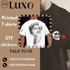 CUSTOMIZED DTF PRINTED T-SHIRT AND DTF STICKERS