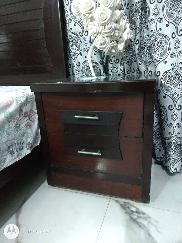 wooden furniture with mattress and three door wardrobe 4