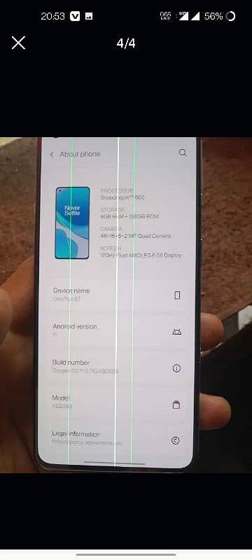 OnePlus 8t minor 3 lines 0