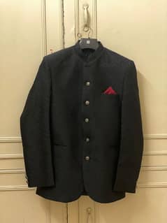 Black Prince coat with delicate thread work