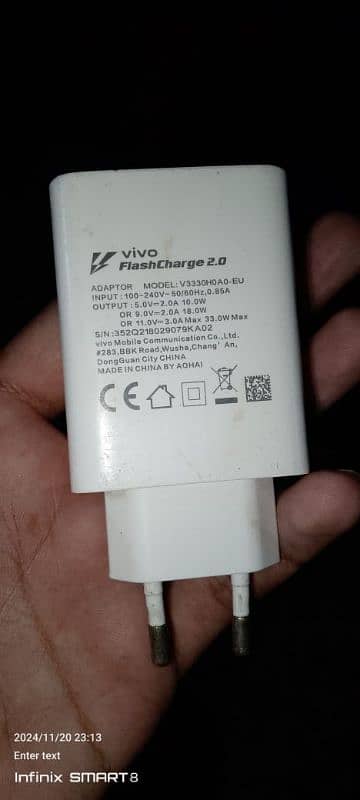 vivo 18 word ka charger 100 parsant original  3000 hazar ka 1