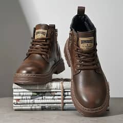 Casual Men's Lace-Up Boots:  Zipper Shoes for Outdoor, Hiking, Winter