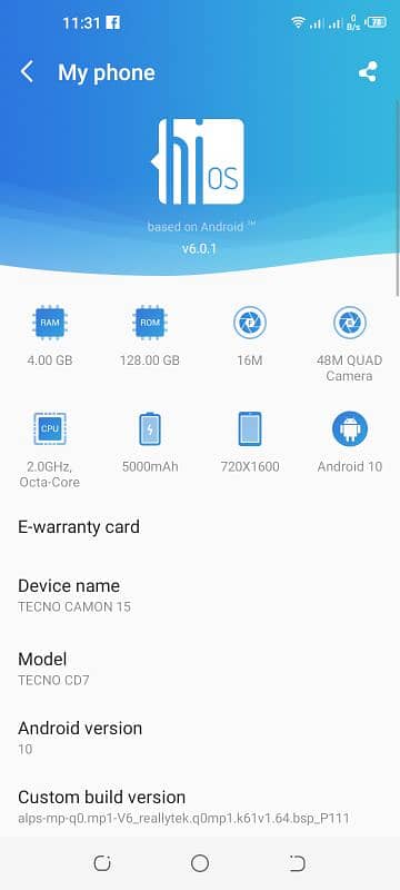 Techno camon 15 ( 4/128 gb ) 0