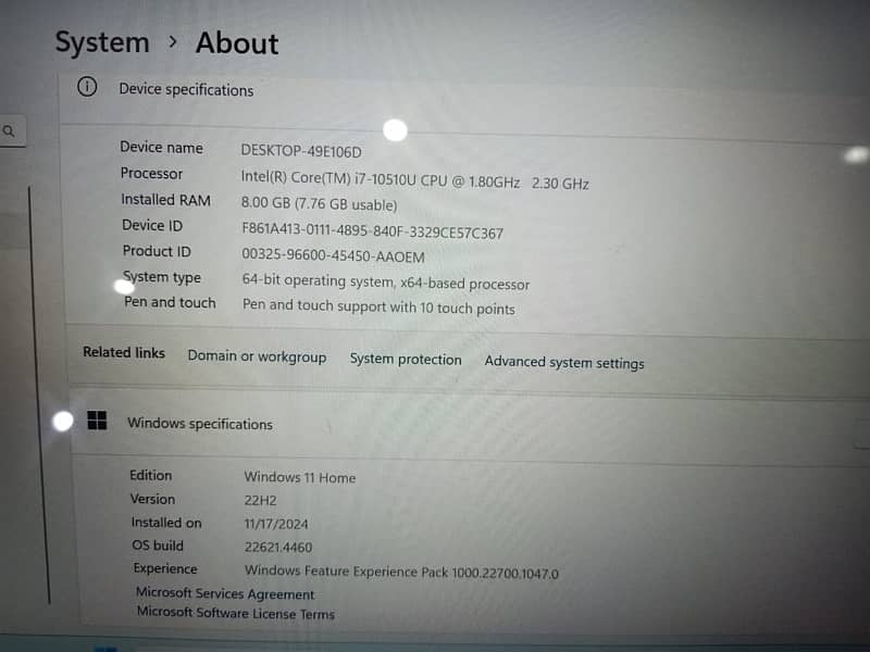 Dell laptop Core i7 10th generation 8gb ram touch screen 360 3