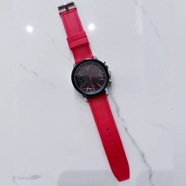 FMD FMDAW023 Red Tone Band Quartz Analog Digital Men's Watch 0