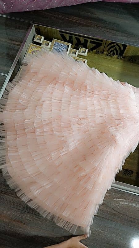 beautiful tail frock peach pink colour 0