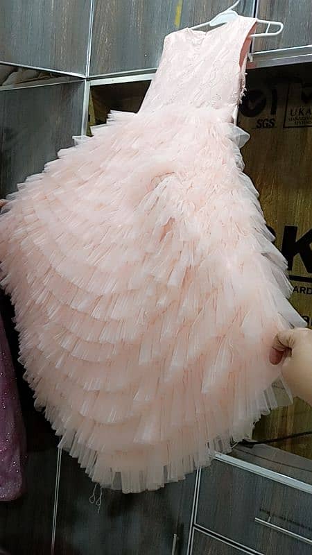 beautiful tail frock peach pink colour 1