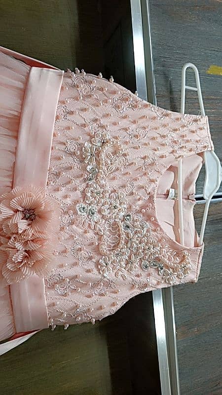 beautiful tail frock peach pink colour 3