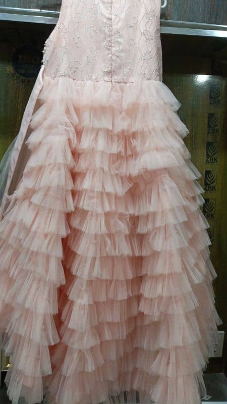 beautiful tail frock peach pink colour 4