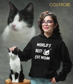 Black Graphic Hoodie for cat lovers