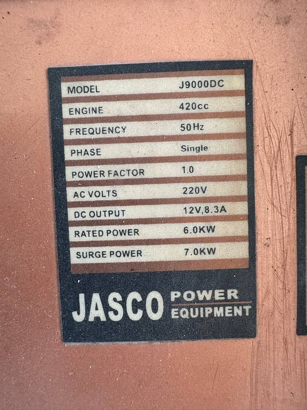 Jasco 6kva generator 3