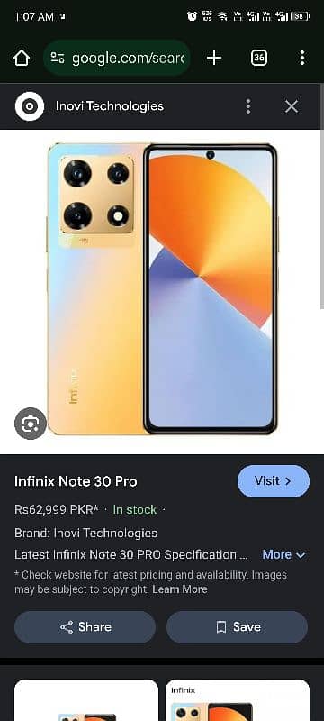 Infinix note 30 pro condition 9 by 10 0