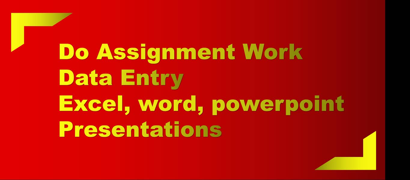 I will do assignment work, data entry, ms office work for you 0