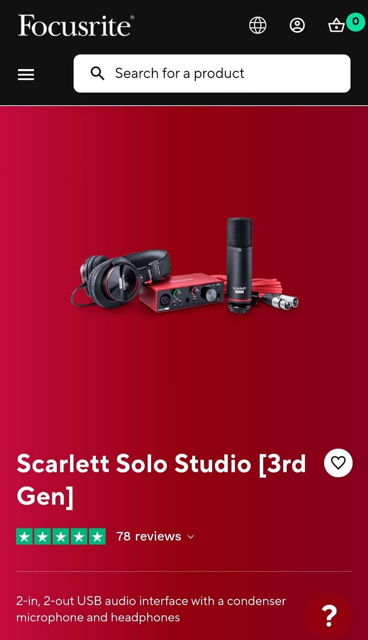 FOCUSRITE SCARLETT SOLO ( 3rd GENERATION ) AUDIO INTERFACE BUNDLE 6