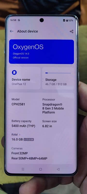 one plus 12 16/512 non PTA white color condition 10/10 5