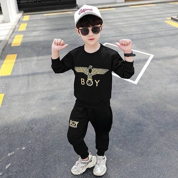 2 pcs boys cotton plain tracksuit 0