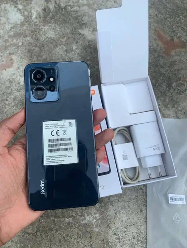 Redmi note 12 campalet box 8+4gb/128gb with warranty 3