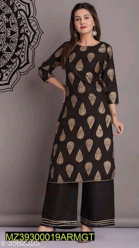 2 Pcs Women's Stitched Silk Printed Suit 2