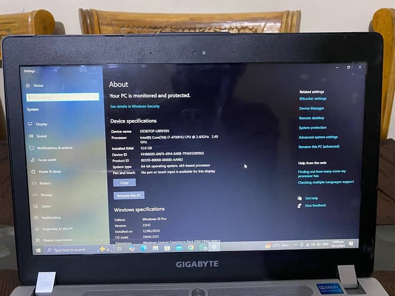 GIGABYTE laptop i7 4th generation 13