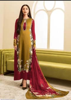 3 Pcs women's unstitched shamoz silk digital print Suit