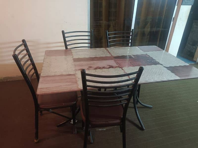 Dining table thick glass top 6 chairs excellent conditon 0