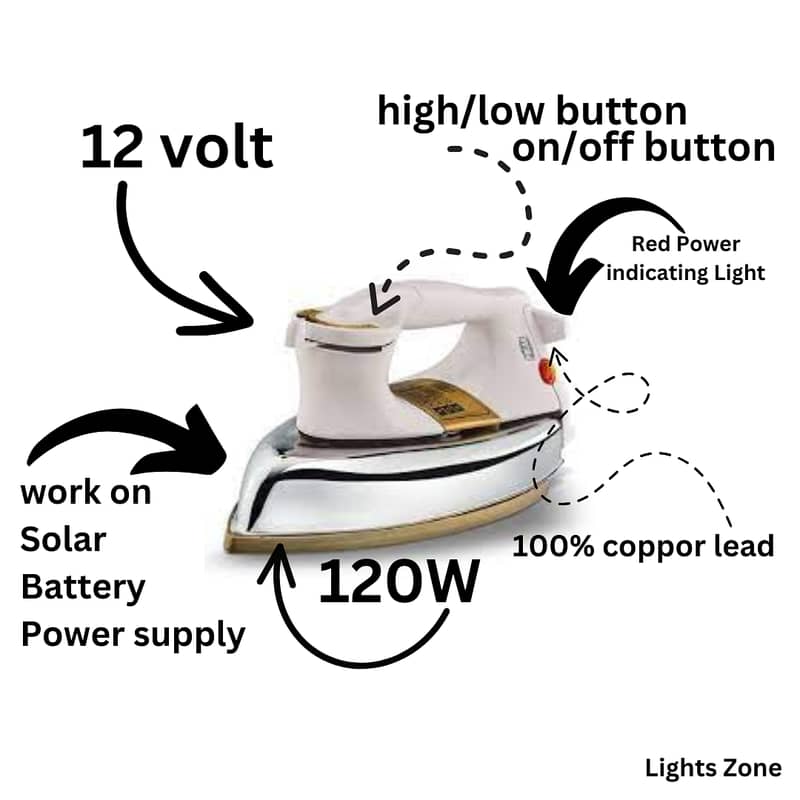 DC 12V SOLAR DRY IRON (03024091975) DC 12V ORIGINAL IRON 3