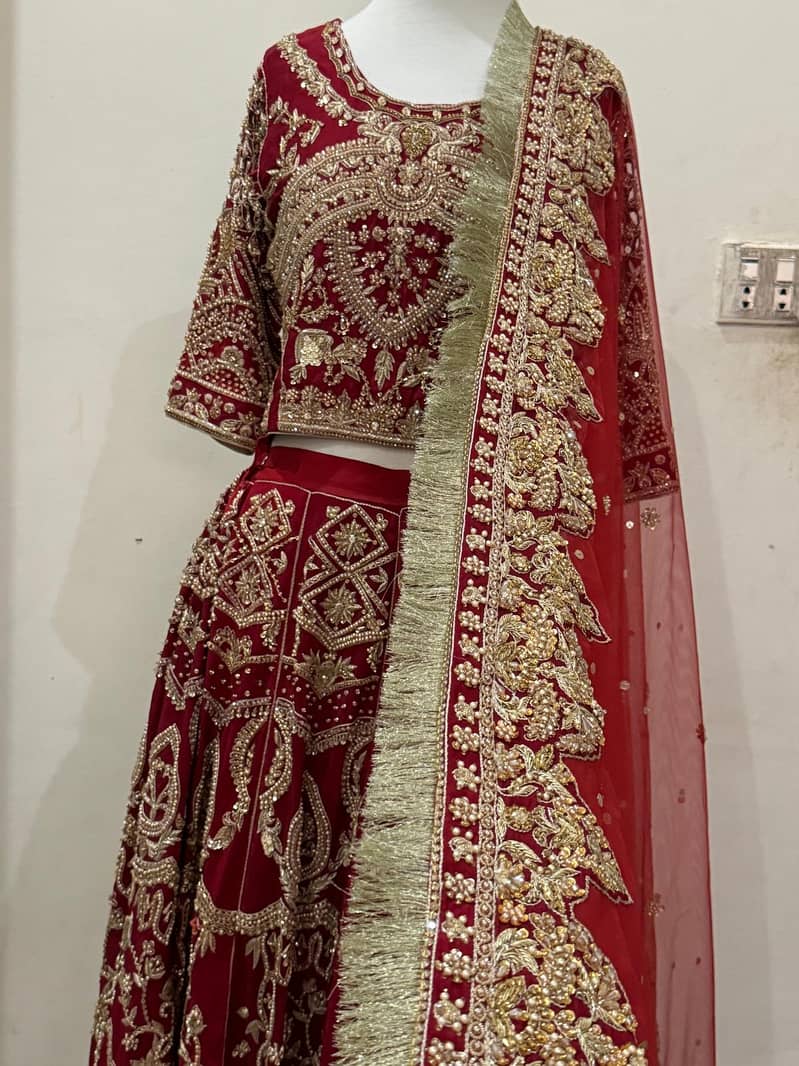 Bridal heavy lehnga handmade embroidery 5