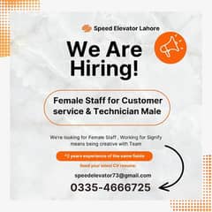 Female For Customer Service - Technician Male - Jobs