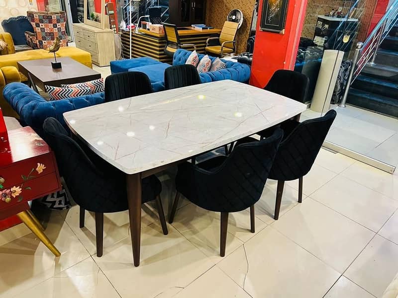 6 seater dining set/wooden chairs/glass top table/luxury dining 2