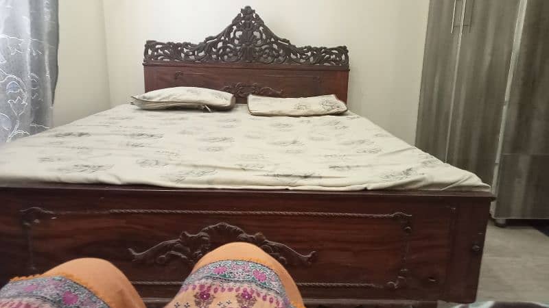 Wooden Bed with mattresses Available for sale 0