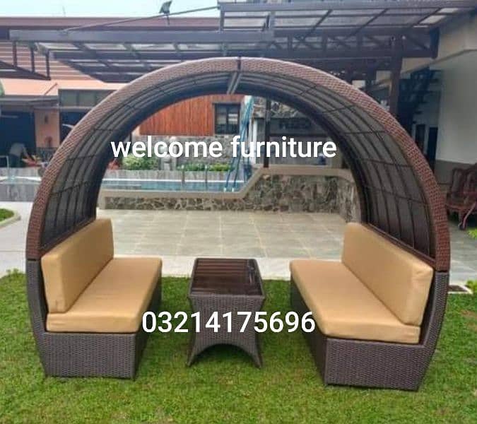 OUTDOOR GARDEN RATTAN UPVC FURNITURE SOFA SET CHAIRS TABLE UMBRELLA 8