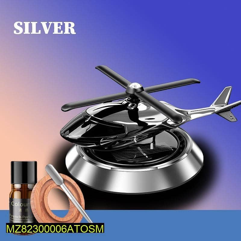 solar helicopter air freshener for car silver 1