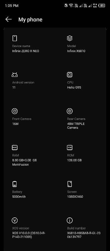 infinix zero x neo 8+3/128 4