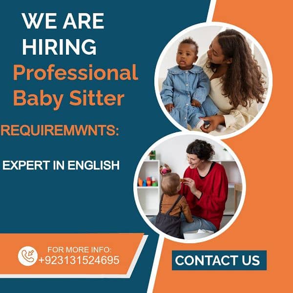 “English-Speaking Babysitter Needed in DHA, Lahore 0